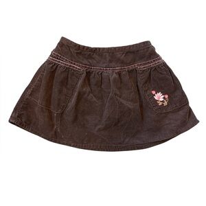 Cherokee Brown Corduroy Skirt with Pink Floral Embroidery